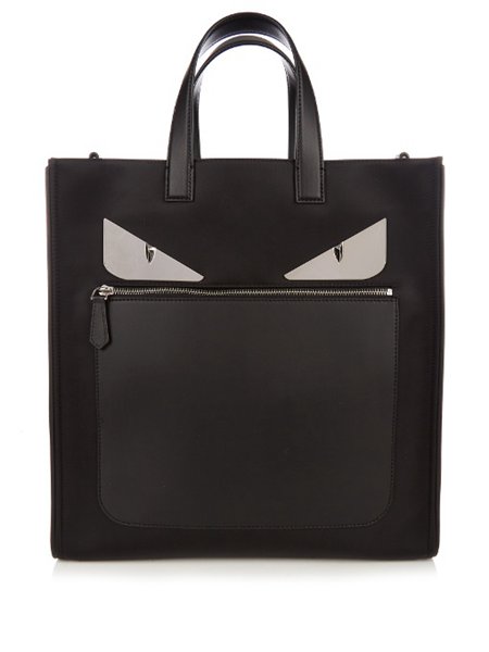 The Most Popular Fendi Black Bag Bugs Nylon And Leather Tote For Men Outlet