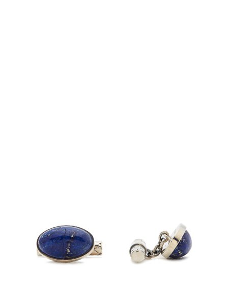 Bottega Veneta Silver Lapis Intrecciato-Engraved Cufflinks For Men Sale