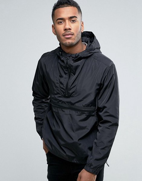 Cheap Asos Black Overhead Hooded Jacket For Men Online Sale