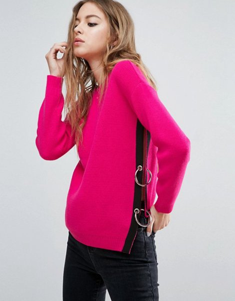 Cheap Asos Pink Jumper With Side Split And Ring Detail For Women On Sale