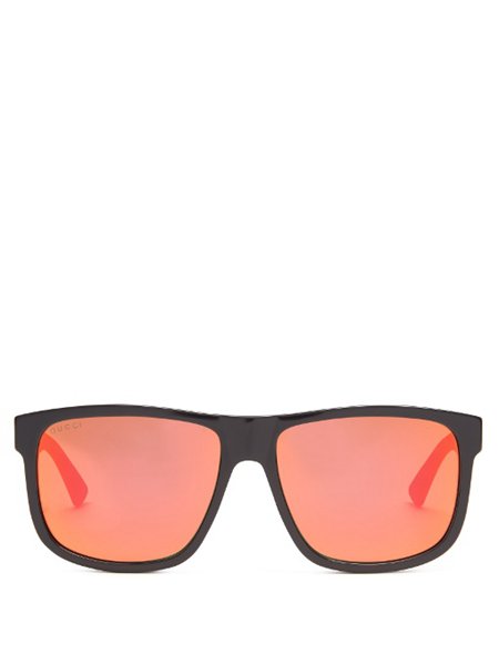 Cheap Gucci Black Square-Frame Mirrored Sunglasses For Men Online