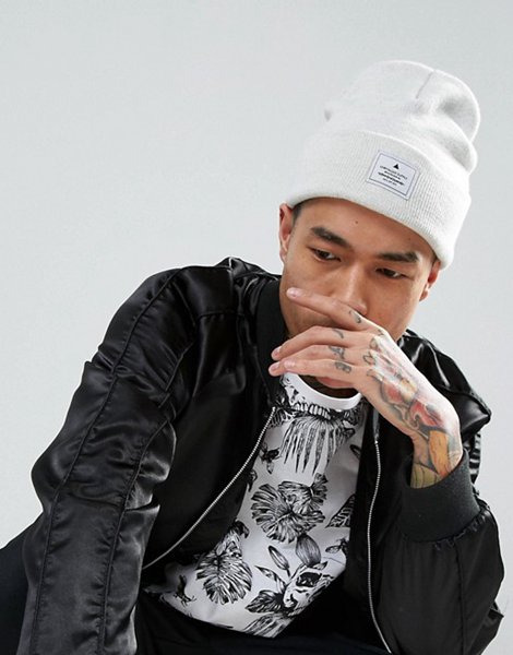 Designers Asos Grey Patch Beanie For Men Sale