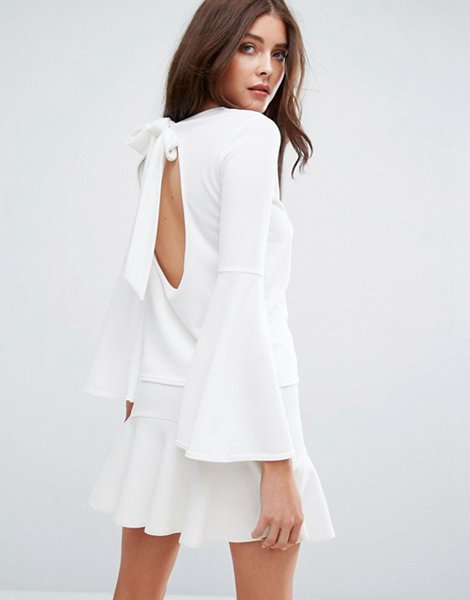 Designers Boohoo Ivory Flute Sleeve Top With Open Back For Women On Sale