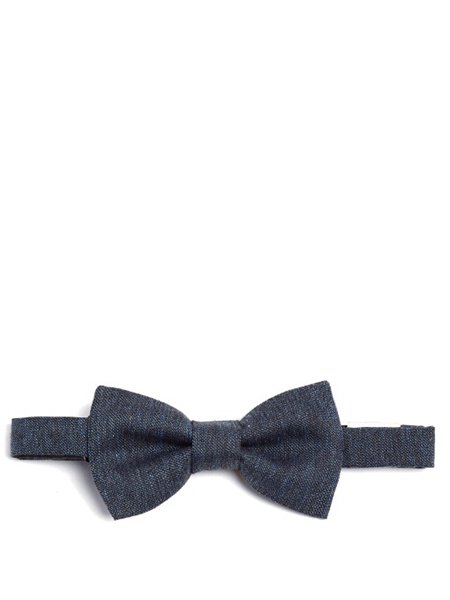 Designers Valentino Denim Blue Chambray Bow Tie For Men Online Sale