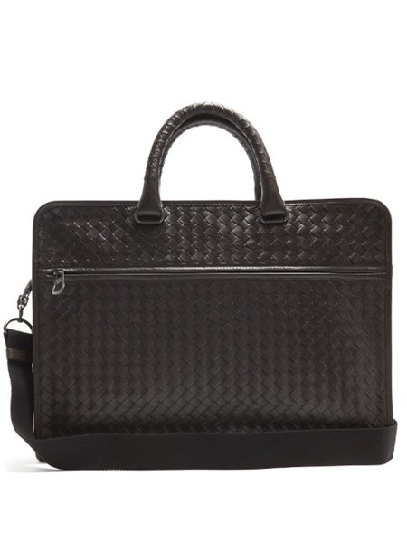 Discounts Bottega Veneta Chocolate Brown Intrecciato Leather Briefcase For Men On Sale