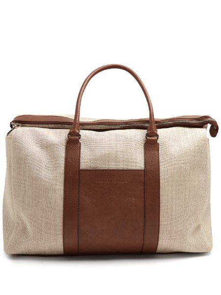 Discounts Brunello Cucinelli Beige Canvas And Leather Tote For Men Online Sale