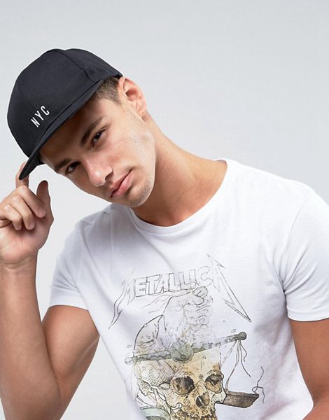 Latest Look Black Snapback Cap With Nyc Logo For Men Outlet