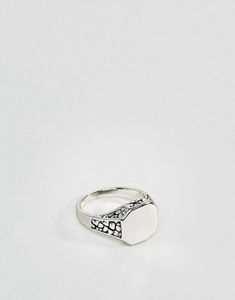 New Trendy Designb Silver Burnished Signet Pinkie Ring For Men