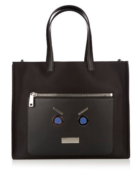 New Trendy Fendi Black No Words Nylon And Leather Tote For Men Online Sale