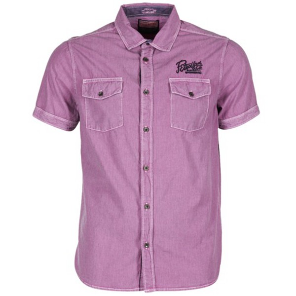 New Trendy Petrol Industries Dertus Purple Short Sleeve Shirt For Men Sale