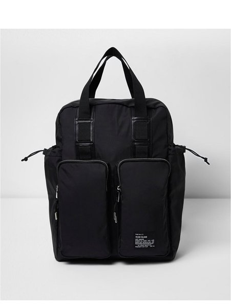New Trendy River Island Black Hybrid Rucksack For Men Online Sale