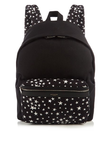 Saint Laurent Black City Star-Print Canvas Backpack For Men Sale