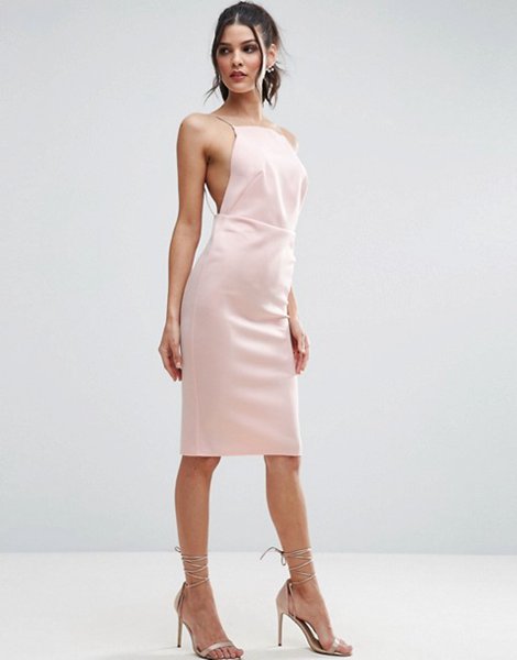 Stylish Asos Nude High Neck Strappy Scuba Midi Bodycon Dress For Women Outlet