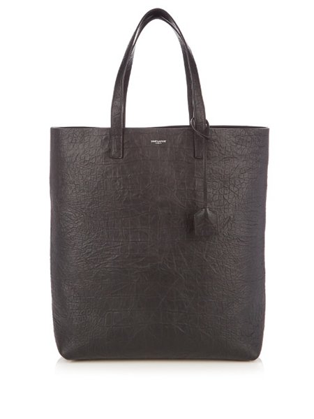 Stylish Saint Laurent Black Crocodile-Effect Leather Tote For Men Online