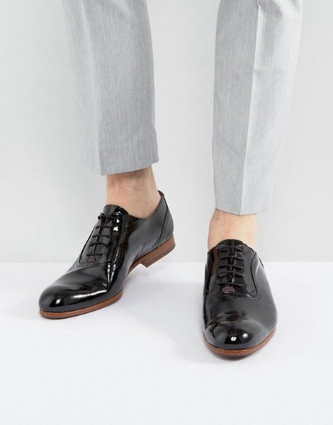 Stylish Ted Baker Black Haiigh Patent Oxford Shoes For Men Outlet