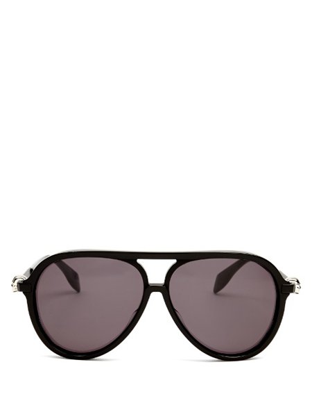 The Hottest Styles Alexander Mcqueen Black Skull-Hinge Acetate Sunglasses For Men