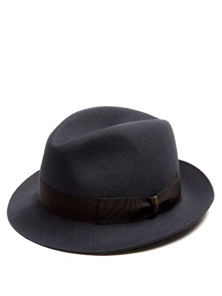 The Hottest Styles Borsalino Slate Grey Brushed-Felt Trilby Hat For Men