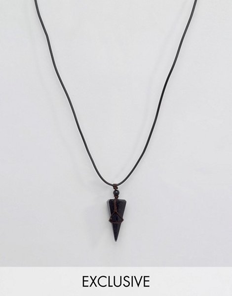 The Most Popular Reclaimed Vintage Black Inspired Necklace With Stone Pendant For Men Outlet