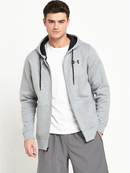 Under Armour True Grey Storm Rival Cotton Full Zip Hoody For Men On Sale