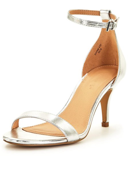 V By Very Buttercup Mid Heel Ankle Strap Silver Sandals For Women